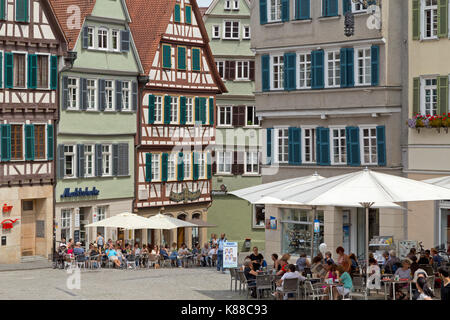 Fachwerkhäuser, Marktplatz, Tübingen, Baden-Württemberg, Deutschland Stockfoto