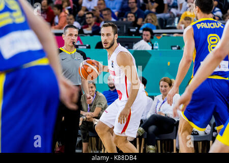 September 7, 2017: Vladimir Mihailovic # 17 (MNE) während der FIBA Basketball-europameisterschaft 2017 - Gruppe C, Spiel zwischen Montenegro und Rumänien an Polyvalenten Halle, Cluj-Napoca, Rumänien ROU. Foto: Cronos Stockfoto