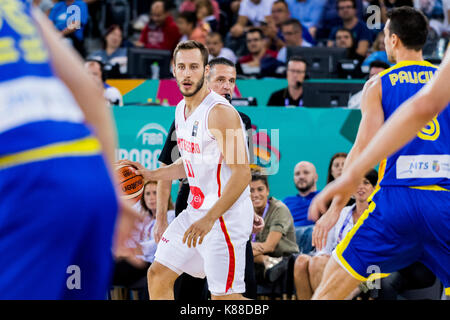 September 7, 2017: Vladimir Mihailovic # 17 (MNE) während der FIBA Basketball-europameisterschaft 2017 - Gruppe C, Spiel zwischen Montenegro und Rumänien an Polyvalenten Halle, Cluj-Napoca, Rumänien ROU. Foto: Cronos Stockfoto