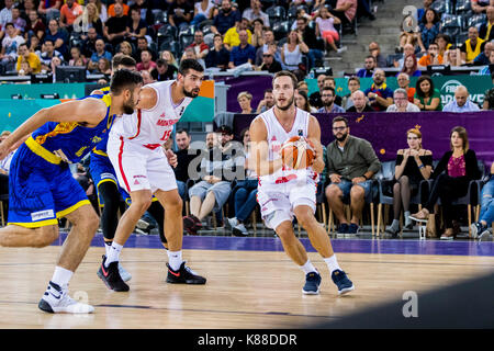 September 7, 2017: Vladimir Mihailovic # 17 (MNE) während der FIBA Basketball-europameisterschaft 2017 - Gruppe C, Spiel zwischen Montenegro und Rumänien an Polyvalenten Halle, Cluj-Napoca, Rumänien ROU. Foto: Cronos Stockfoto