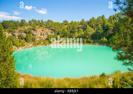 See. Lagunas de Cañada del Hoyo Naturschutzgebiet, Cuenca Provinz, Castilla La Mancha, Spanien. Stockfoto