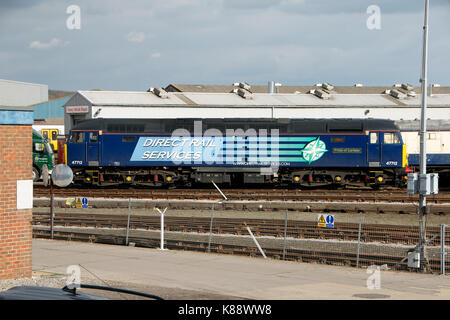 Class 47 Lokomotive außerhalb Eastleigh Engineering arbeitet Stockfoto