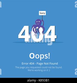 Fehler 404 Seite Layout vektor design. Website 404 Seite kreatives Konzept. Die von Ihnen angeforderte Seite konnte nicht gefunden werden. Oops Fehler 404 Seite. Stock Vektor