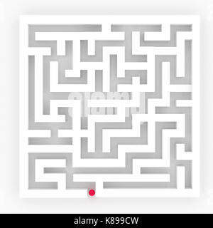 3D-Rendering des weißen Labyrinth mit roten Ball Stockfoto