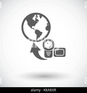 Hochladen Sie Video. Einzelne flache Symbol auf weißem Hintergrund. Vektor-Illustration. Stock Vektor