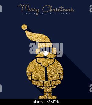 Frohe Weihnachten und neues Jahr gold Luxus Urlaub Grußkarte. Santa Claus Ornament aus goldenen glitter Textur. EPS 10 Vektor. Stock Vektor