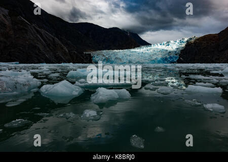 Dramatische Licht auf Süden Sawyer Gletscher der Tracy Arm Ford's Terror Wilderness Area im Südosten Alaska Stockfoto