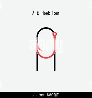 Kreative a-brief Symbol abstrakt und haken Icon Design vector Template. Angeln haken Symbol. alphabet Symbol. Vector Illustration Stock Vektor