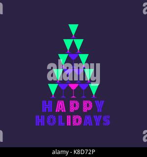 Happy Holidays niedliche Phantasie Buchstaben von Hand gezeichnet kunstvollen Text. Stock Vektor