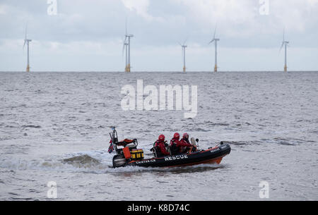 Embargo auf 0001 Mittwoch, 20. September einen Blick auf ein rettungsboot an Caister in Norfolk, als unabhängiger Rettungsboot service Vorkommissionierungs-service Drohnen für den Einsatz im Meer von Such- und Rettungsaktionen in erster Gedanke ist, um eine Welt zu sein. Stockfoto