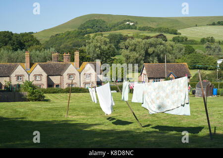 Wäsche zum Trocknen hängen. Stockfoto