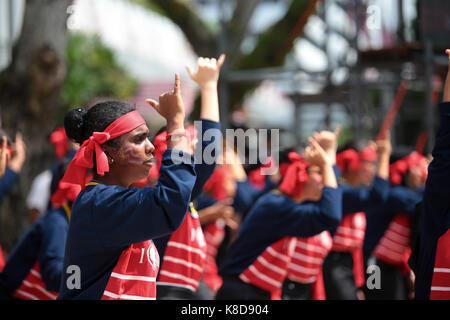 Kuala Lumpur, Malaysia. 31. August 2017: Indische Tänzerinnen patriotische Show am Merdeka Square, Kuala Lumpur, Malaysia. Stockfoto