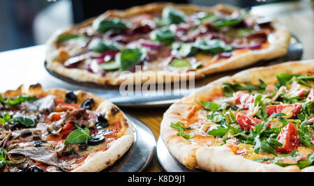 Viele verschiedene pizza Stockfoto