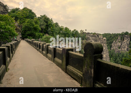 Basteibrücke, Kurort Rathen, Sächsische Schweiz, Sachsen, Deutschland Stockfoto