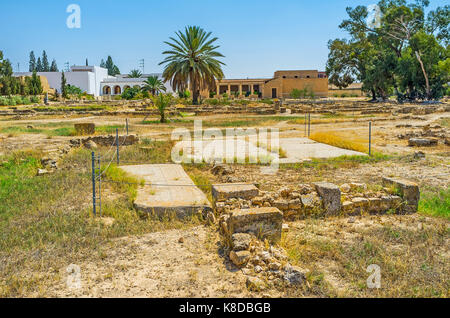 EL Djem, TUNESIEN - September 1, 2015: Der historische Ort der römischen Periode die Ruinen von antiken Villen, am 1. September in El Djem. Stockfoto