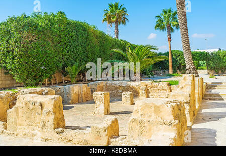 Archäologische Stätte des antiken römischen Therme (Bäder), neben dem ribat von Monastir, Tunesien. Stockfoto