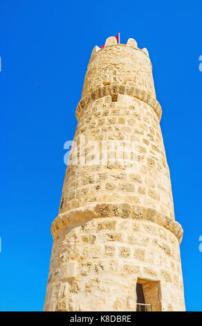 Die mittelalterliche Steinkreis Turm des Ribat Festung, Monastir, Tunesien. Stockfoto