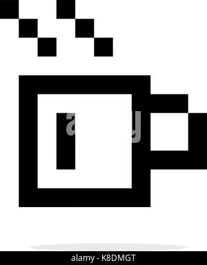 Einfache 8-bit Kaffee Tasse schwarzes Symbol Stock Vektor