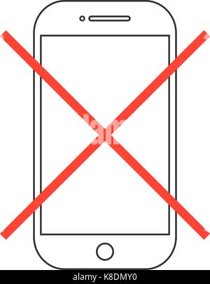 Umrisse Smartphone mit roten Kreuz Stock Vektor