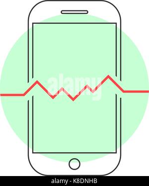 Übersicht Smart Phone mit Heartbeat Stock Vektor