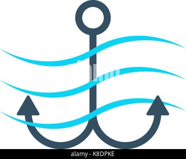 Einfache Symbol Anker mit Wellen Stock Vektor