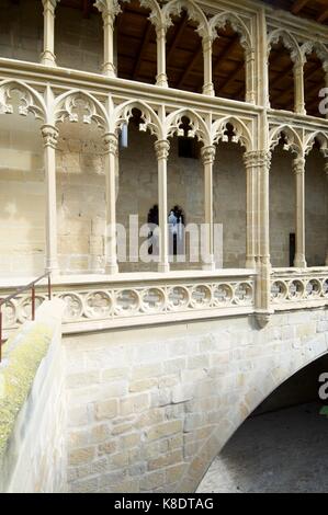 Galerie des Königs in der königlichen Burg von Olite, Navarra, Spanien Stockfoto