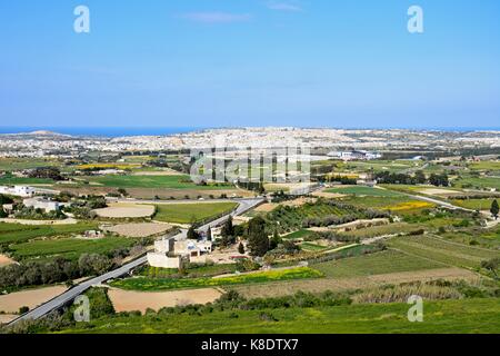 Ansicht mit Blick auf die Zitadelle von Mosta, Mdina, Malta, Europa. Stockfoto