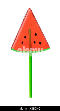Vorderansicht der Wassermelone lollipop isoliert auf weißem Stockfoto