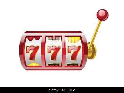 Rot 777 Slot - moderne Vektor isoliert Abbildung auf weißen Hintergrund. Casino, Glücksspiel, Glück, Glück, Big win Konzept. Dieses hochwertige Clip verwenden, um eine Stock Vektor