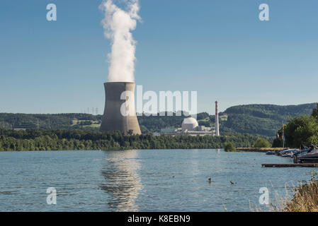 Schweizer Kernkraftwerk Leibstadt am Rhein, Schweiz, von Waldshut-Tiengen, Baden-Württemberg, Deutschland Stockfoto