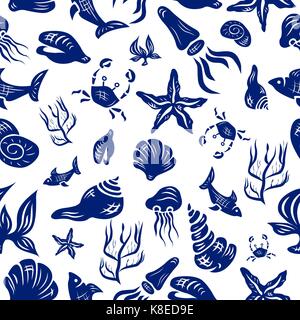 Marine Life nahtlose Muster Stock Vektor
