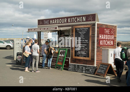 Fast food stand auf nevsehir Hafen, Northumberland, England Stockfoto