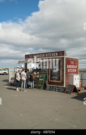 Fast food stand auf nevsehir Hafen, Northumberland, England Stockfoto