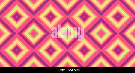 Quadrate von blended Streifen von Farbe in den Farben Gelb, Rosa und Lila bilden eine nahtlose Muster Stockfoto