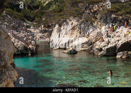 Calanque de sugiton, Calanques Nationalpark, Südfrankreich. Stockfoto
