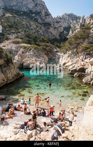 Calanque de sugiton, Calanques Nationalpark, Südfrankreich. Stockfoto
