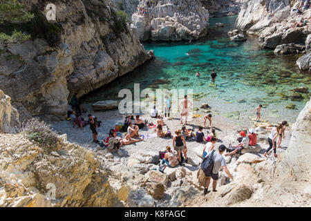 Calanque de sugiton, Calanques Nationalpark, Südfrankreich. Stockfoto