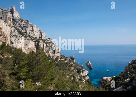 Calanque de sugiton, Calanques Nationalpark, Südfrankreich. Stockfoto