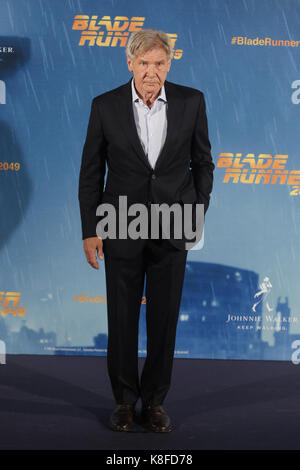 Madrid, Spanien. 19 Sep, 2017. Harrison Ford am Fotoshooting für Blade Runner 2045 am Bologna Hotel in Madrid, Spanien. September 19, 2017. Credit: Jimmy Olsen/Medien Punch *** Keine Spanien***/Alamy leben Nachrichten Stockfoto