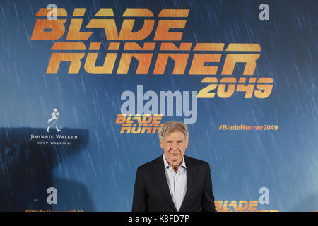 Madrid, Spanien. 19 Sep, 2017. Harrison Ford am Fotoshooting für Blade Runner 2045 am Bologna Hotel in Madrid, Spanien. September 19, 2017. Credit: Jimmy Olsen/Medien Punch *** Keine Spanien***/Alamy leben Nachrichten Stockfoto