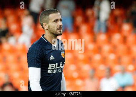 #1 Torhüter Jaume Domenech von Valencia CF und Spanischen während der Santander Liga (Liga) im Stadium Mestalla zwischen Valencia CF und Malaga CF gespielt. September 19 2017. Stockfoto