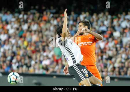 Valencia, Spanien. 19 Sep, 2017. #10 Mittelfeldspieler Dani Parejo von Valencia CF und Spanischen während der Santander Liga (Liga) im Stadium Mestalla zwischen Valencia CF und Malaga CF gespielt. September 19 2017. Quelle: AFP 7/Alamy leben Nachrichten Stockfoto