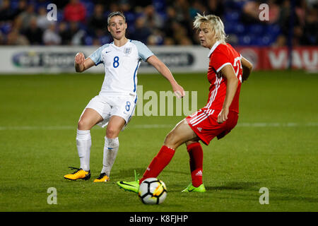 Birkenhead/Großbritannien. 19 Sep, 2017. Jade Moore von England während der FIFA WM 2019 Qualifikation Gruppe 1 Spiel zwischen England und Russland Frauen Frauen in Prenton Park am 19. September 2017 in Birkenhead, England. (Foto von Daniel Chesterton/phcimages. Credit: PHC Images/Alamy leben Nachrichten Stockfoto