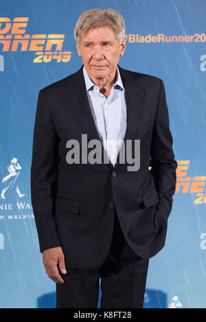 Madrid, Spanien. 19 Sep, 2017. Harrison Ford am Fotoshooting für "Blade Runner 2049" im Hotel Villamagna. Madrid, 19.09.2017 | Verwendung weltweit Quelle: dpa/Alamy leben Nachrichten Stockfoto