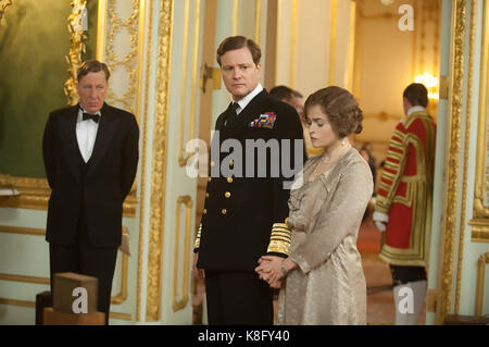 THE KING'S SPEECH 2010 See-Saw Filme Produktion mit Von links: Geoffrey Rush, Colin Firth und Helena Bonham Carter Stockfoto