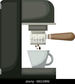 Kaffee Espresso maschine Seitenansicht in realistischen bunte Silhouette auf weißem Hintergrund Stock Vektor