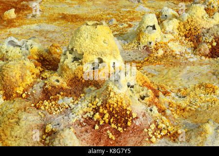 Innerhalb der Explosion Krater des Dallol Vulkan, die danakil Depression, Äthiopien Stockfoto