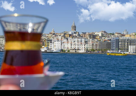 Kaffee Genuss in Galata Tower View Stockfoto