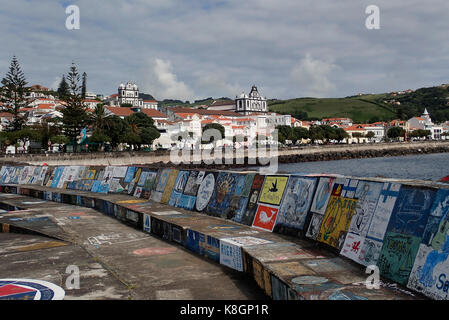 Hafen von Horta Insel Faial Azoren Portugal Europa Stockfoto