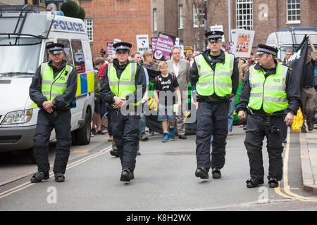 Polizisten eine Rallye. Stockfoto